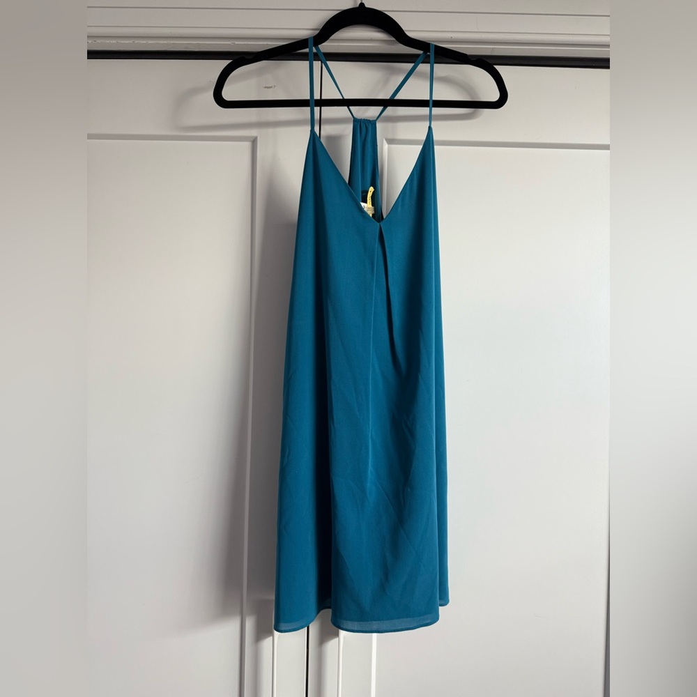 Alice + Olivia Blue Silk Racerback Mini Slip Dress